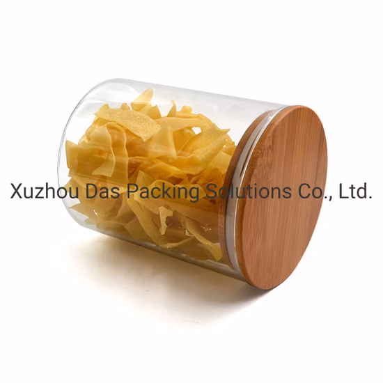 200ml 250ml 300ml 900ml 1500ml Rotondo Borosilicato Ermetico Cucina Caramelle Biscotti Contenitore per alimenti Imballaggio Barattolo di vetro Vetreria con coperchi in bambù