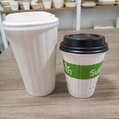 Tazza da caffè usa e getta con stampa personalizzata in vetro ondulato in rilievo